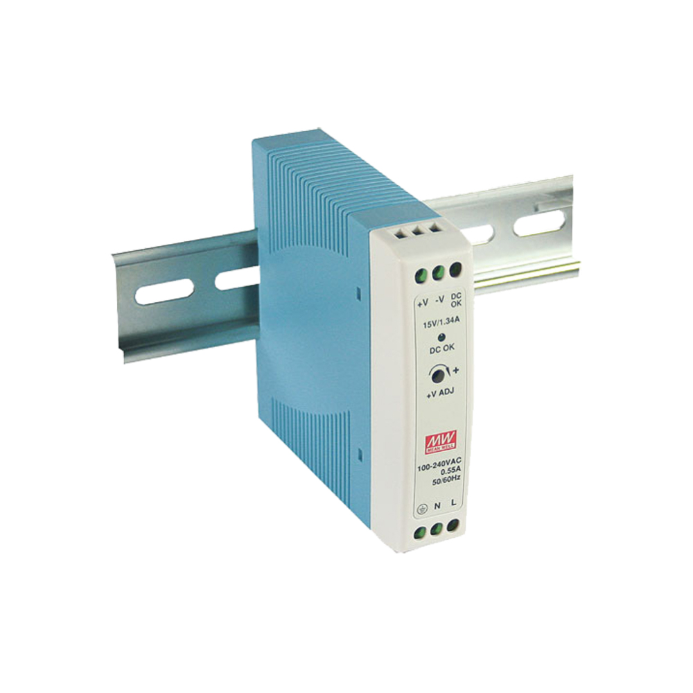 PS-MDR-20-15 DC power supply on DIN rail, with PE connection