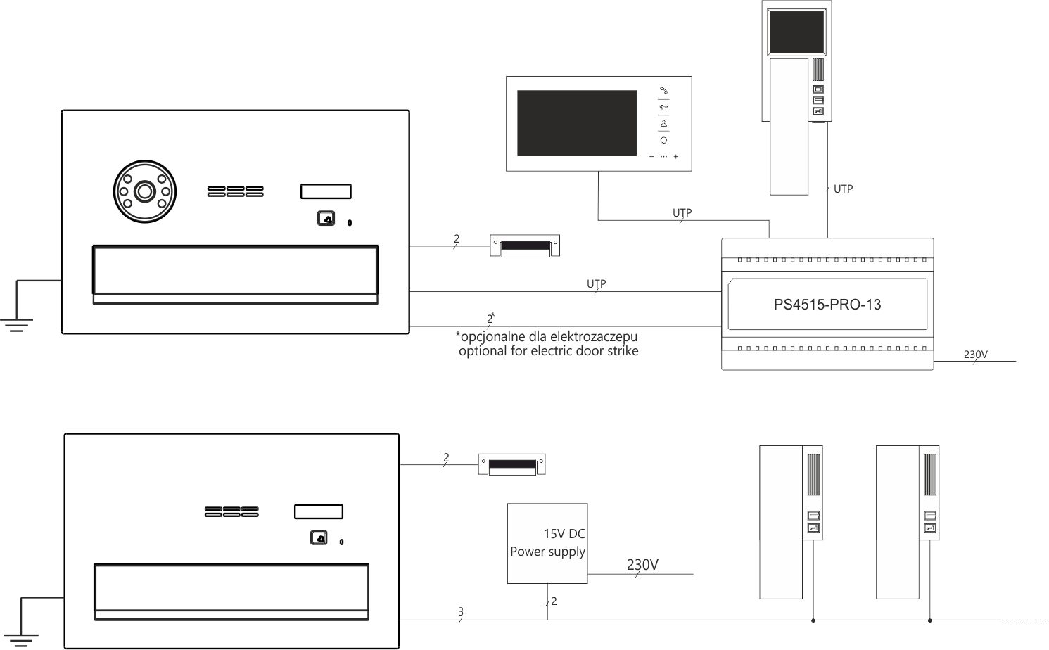 COMO-PRO-POST-V1 Mailbox mit integrierter digitaler Video-Sprechanlage COMO-PRO, Direktruftaste und berührungslosem Schlüsselanhänger-Lesegerät - Diagramm