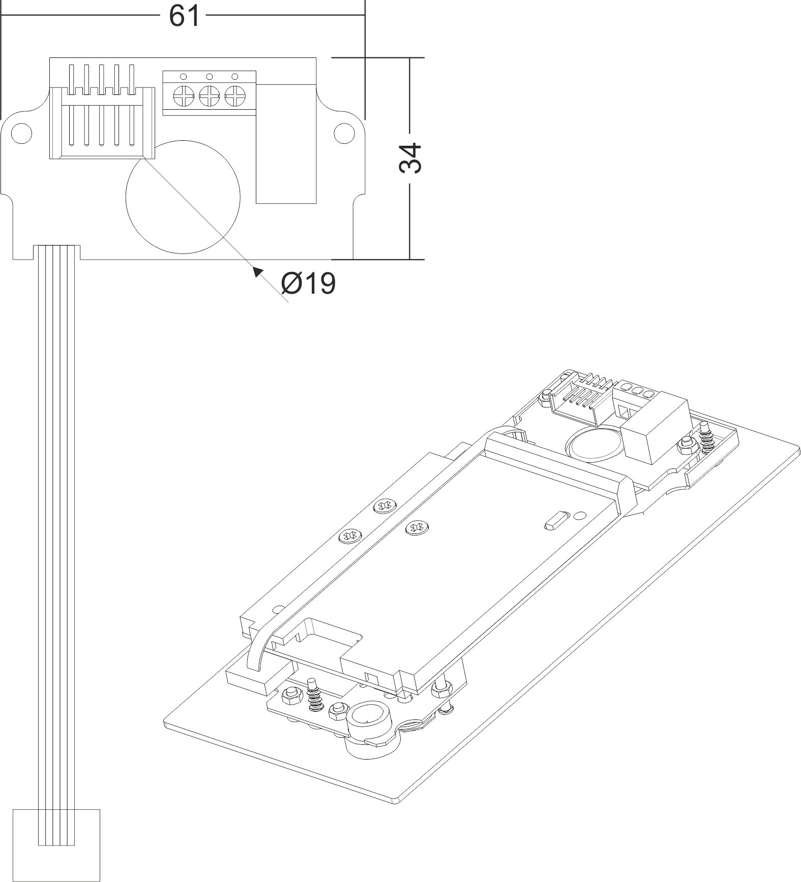 I/O MINI Moduł przekaźnika do sterowania automatyką domową i urządzeniami zewnętrznymi - Wymiary
